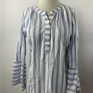 Talbots Striped Blue and White Button-Up Blouse